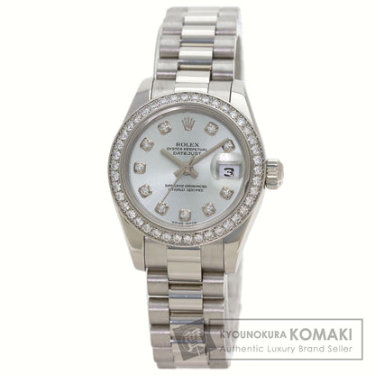 ROLEX Datejust 10P Diamond Ice Blue Watches 179136G Platinum/PT Ladies
