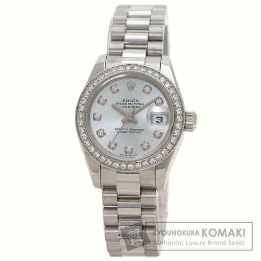 ROLEX Datejust 10P Diamond Ice Blue Watches 179136G Platinum/PT Ladies