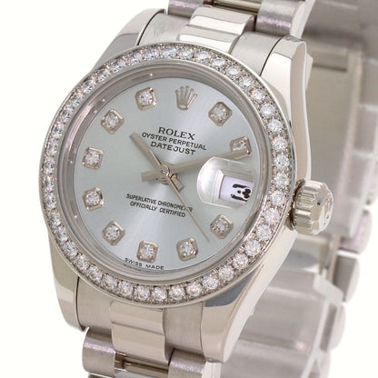 ROLEX Datejust 10P Diamond Ice Blue Watches 179136G Platinum/PT Ladies