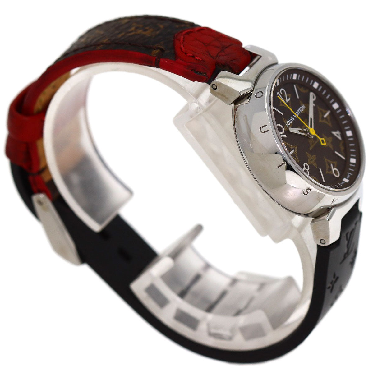 LOUIS VUITTON Tambour PM Monogram Watches QA070 Stainless Steel/Leather x rubber Ladies