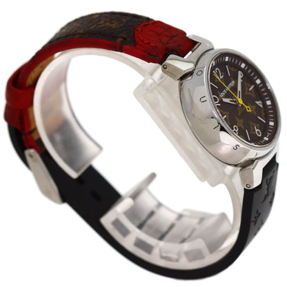 LOUIS VUITTON Tambour PM Monogram Watches QA070 Stainless Steel/Leather x rubber Ladies
