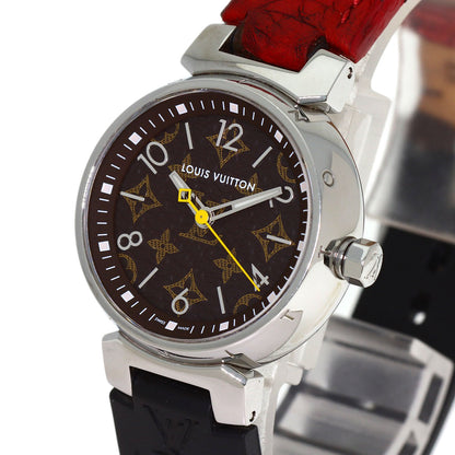 LOUIS VUITTON Tambour PM Monogram Watches QA070 Stainless Steel/Leather x rubber Ladies
