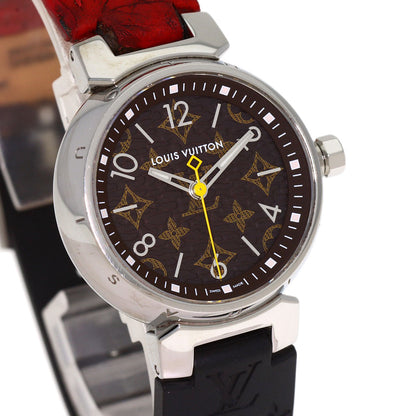 LOUIS VUITTON Tambour PM Monogram Watches QA070 Stainless Steel/Leather x rubber Ladies
