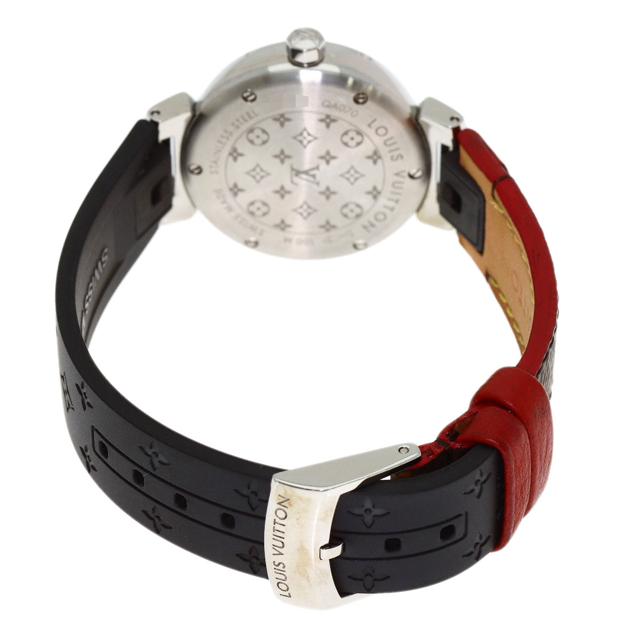 LOUIS VUITTON Tambour PM Monogram Watches QA070 Stainless Steel/Leather x rubber Ladies