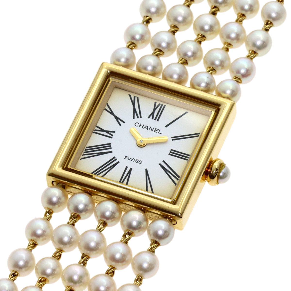 CHANEL Mademoiselle Pearl Pearl Watches H0007 K18 Yellow Gold/Pearl Ladies