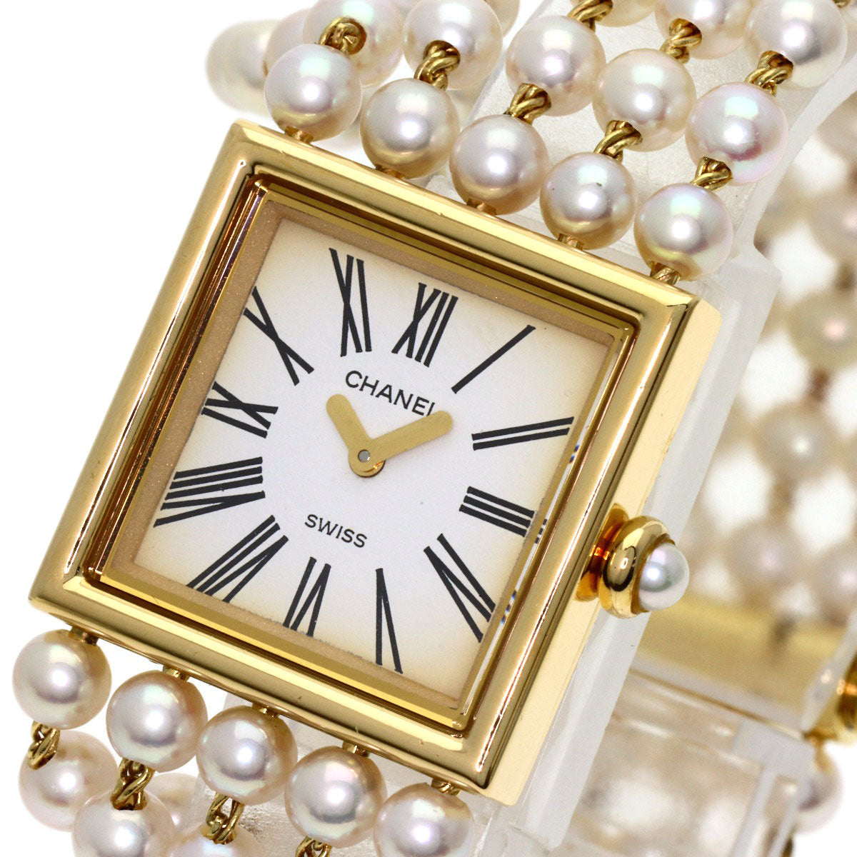 CHANEL Mademoiselle Pearl Pearl Watches H0007 K18 Yellow Gold/Pearl Ladies