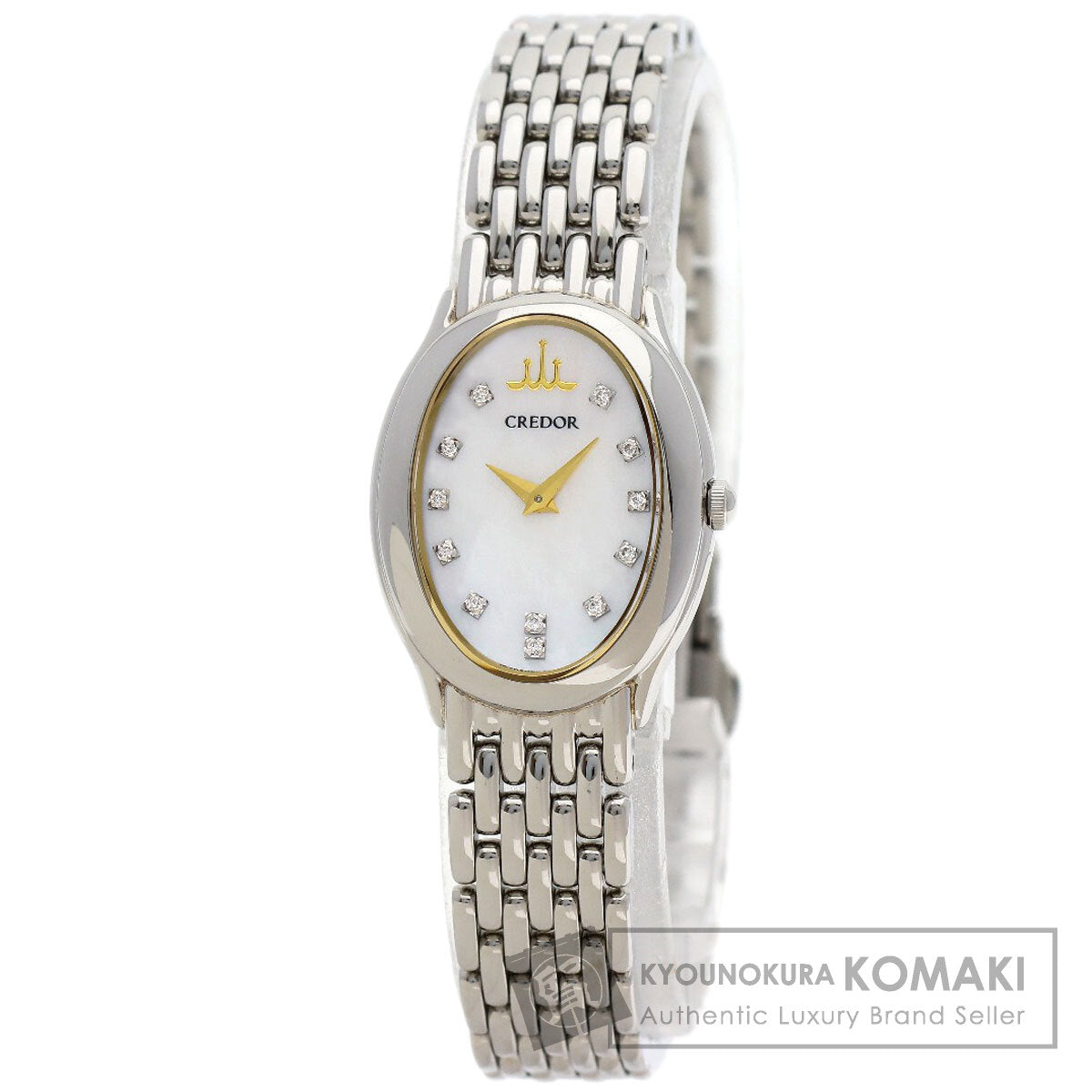 SEIKO CREDOR Oval 12P Diamond Watches 1E70-0BH0 Stainless Steel/Stainless Steel Ladies