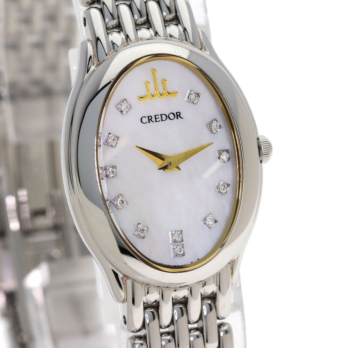 SEIKO CREDOR Oval 12P Diamond Watches 1E70-0BH0 Stainless Steel/Stainless Steel Ladies