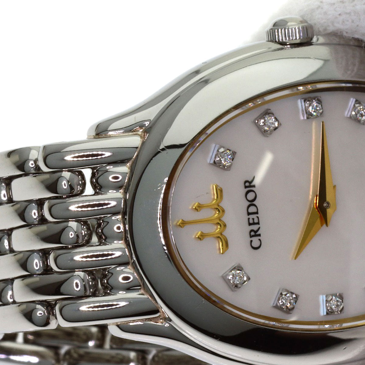SEIKO CREDOR Oval 12P Diamond Watches 1E70-0BH0 Stainless Steel/Stainless Steel Ladies