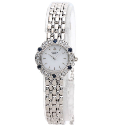 SEIKO CREDOR DiamondBezel Watches 4N70-0190 K18 White Gold/K18 White Gold Ladies