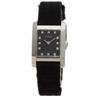 FENDI Square Face 12P Diamond Watches 7000L Stainless Steel/Leather Ladies