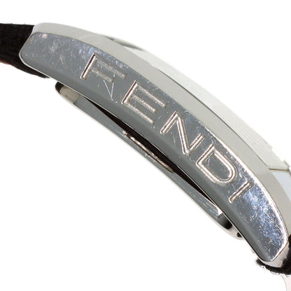 FENDI Square Face 12P Diamond Watches 7000L Stainless Steel/Leather Ladies
