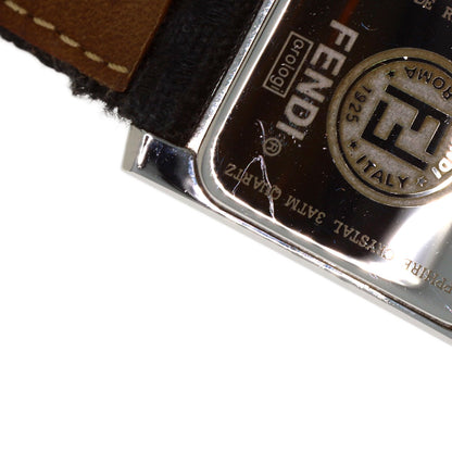 FENDI Square Face 12P Diamond Watches 7000L Stainless Steel/Leather Ladies