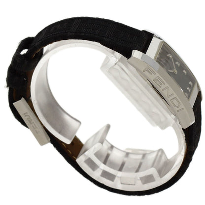FENDI Square Face 12P Diamond Watches 7000L Stainless Steel/Leather Ladies