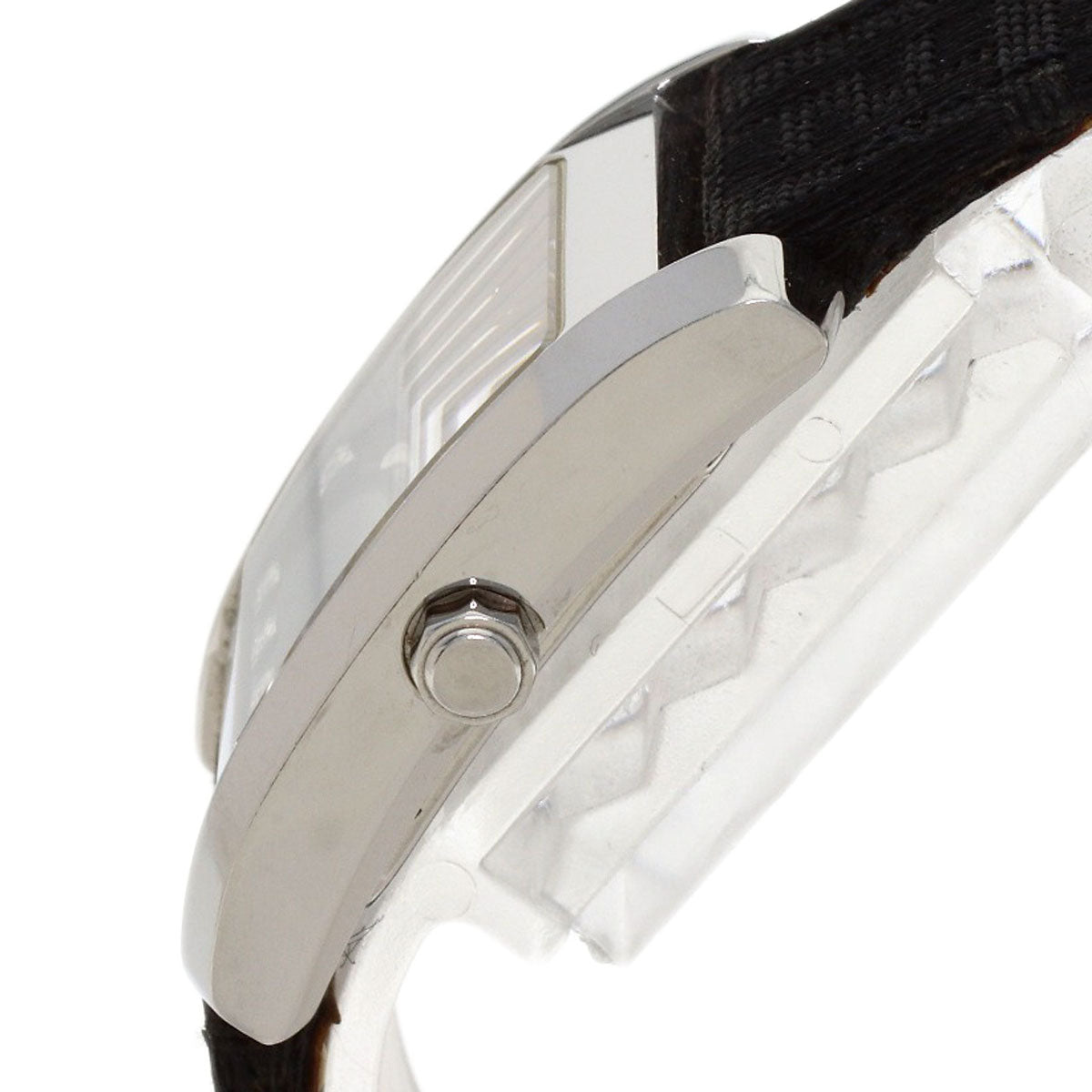 FENDI Square Face 12P Diamond Watches 7000L Stainless Steel/Leather Ladies