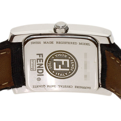 FENDI Square Face 12P Diamond Watches 7000L Stainless Steel/Leather Ladies