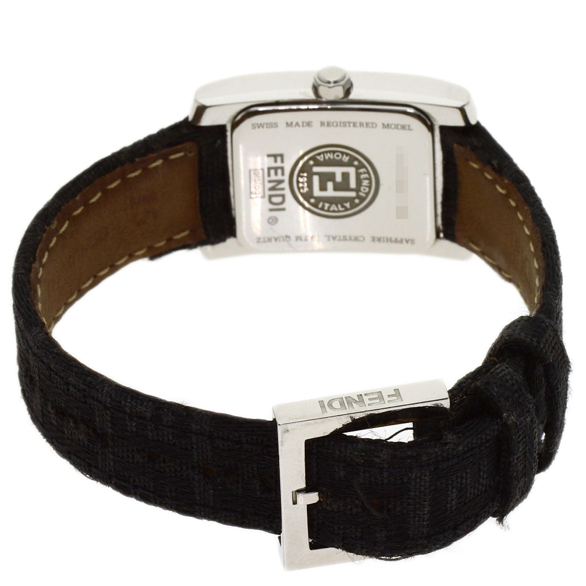FENDI Square Face 12P Diamond Watches 7000L Stainless Steel/Leather Ladies