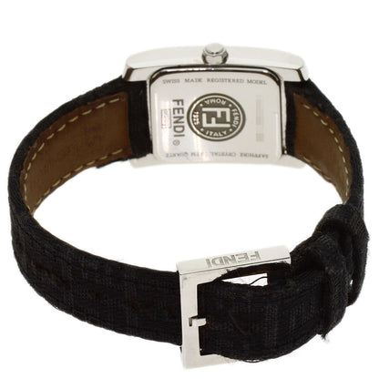 FENDI Square Face 12P Diamond Watches 7000L Stainless Steel/Leather Ladies
