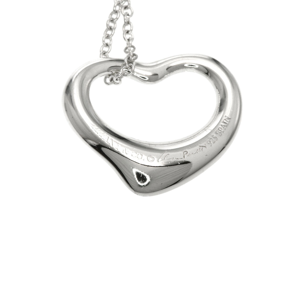 TIFFANY&Co. Open heart Necklace Silver Ladies [Used]