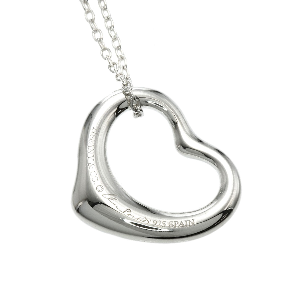 TIFFANY&Co. Open heart Necklace Silver Ladies [Used]