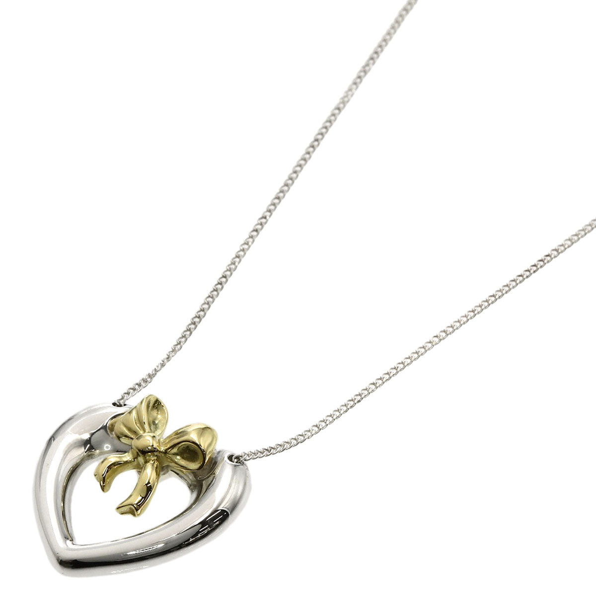 TIFFANY&Co. Heart ribbon Necklace Silver 18K Yellow GoldLadies [Used]