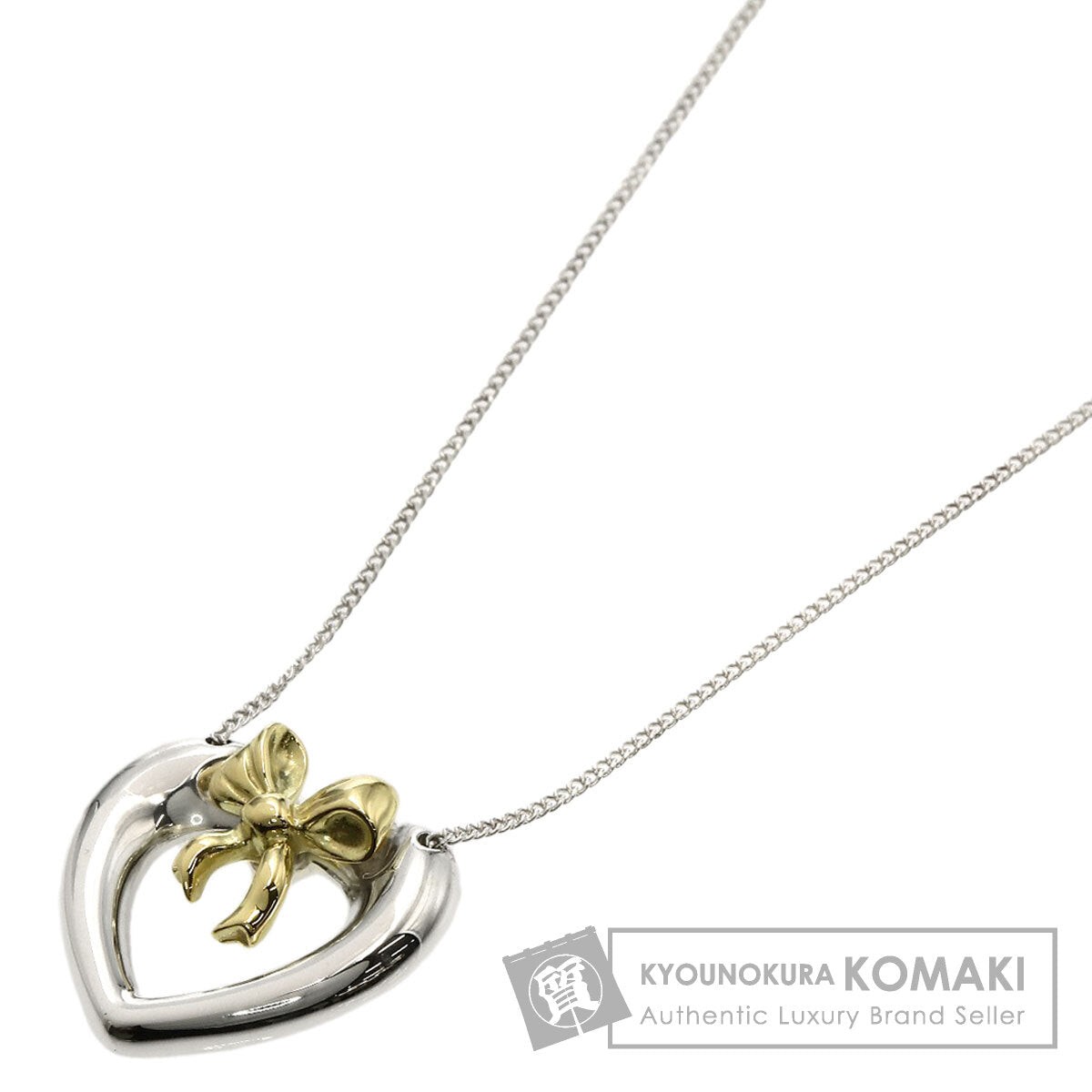 TIFFANY&Co. Heart ribbon Necklace Silver 18K Yellow GoldLadies [Used]