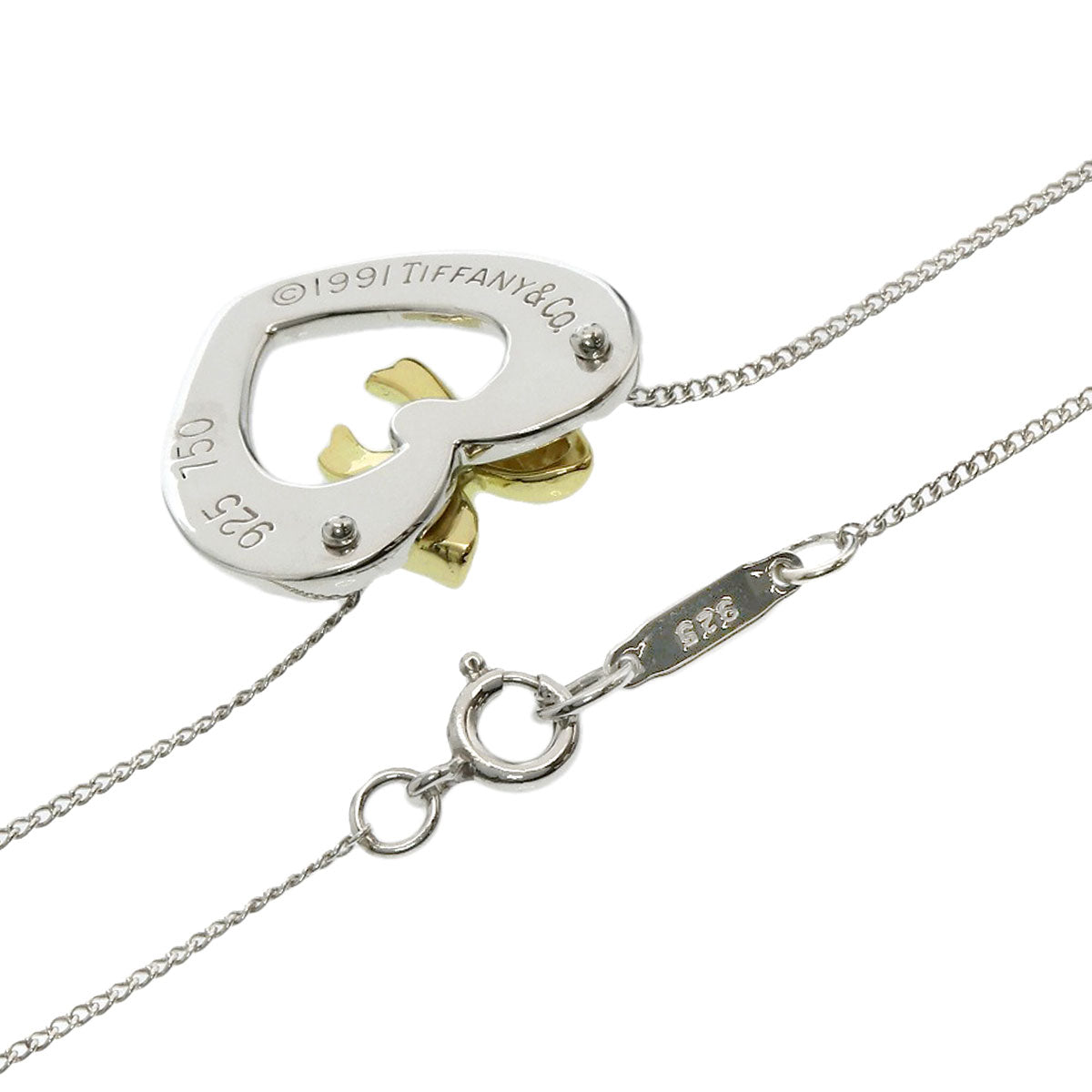 TIFFANY&Co. Heart ribbon Necklace Silver 18K Yellow GoldLadies [Used]