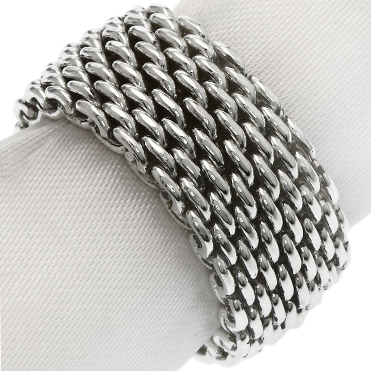 TIFFANY&Co. Somerset mesh Ring Silver Ladies [Used]