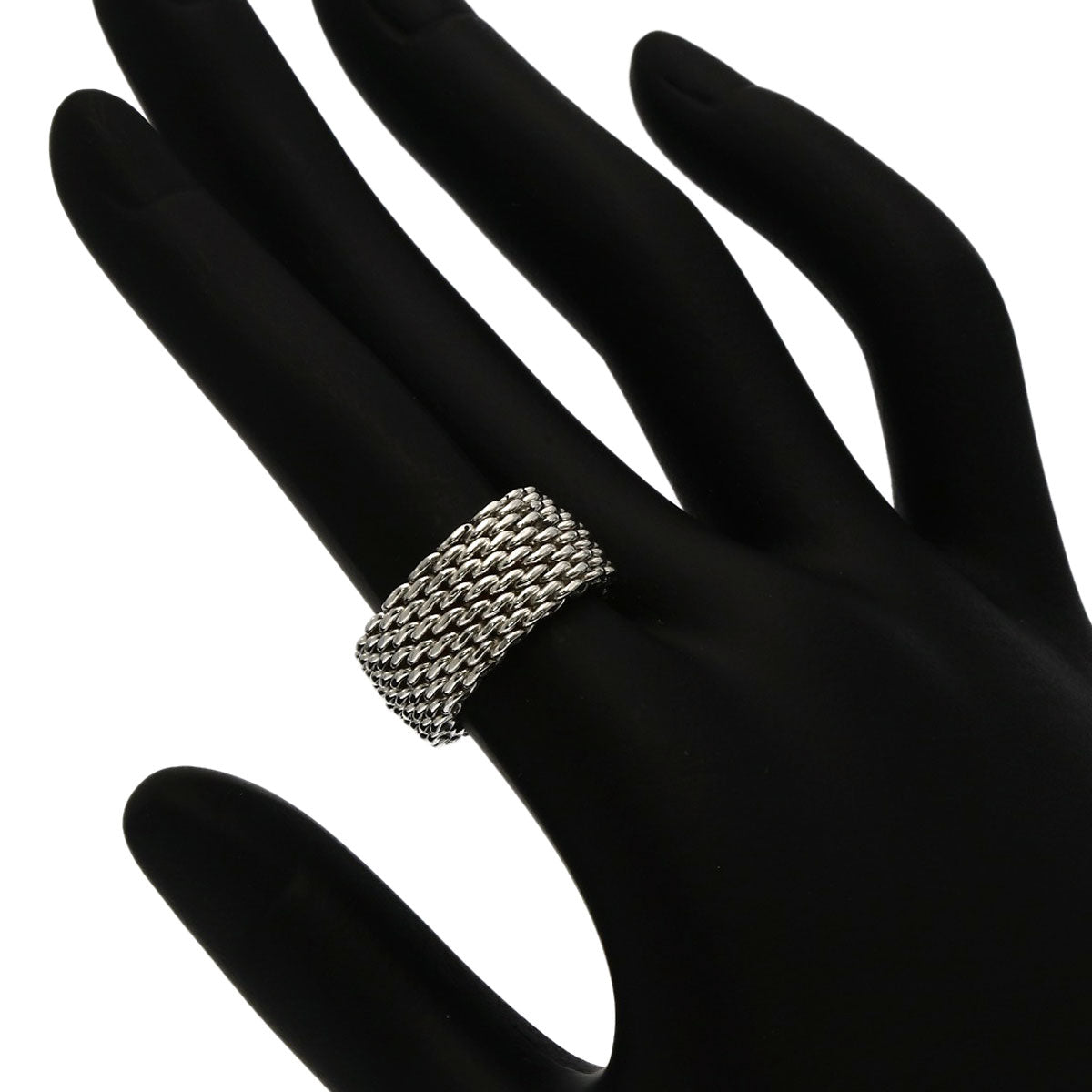 TIFFANY&Co. Somerset mesh Ring Silver Ladies [Used]