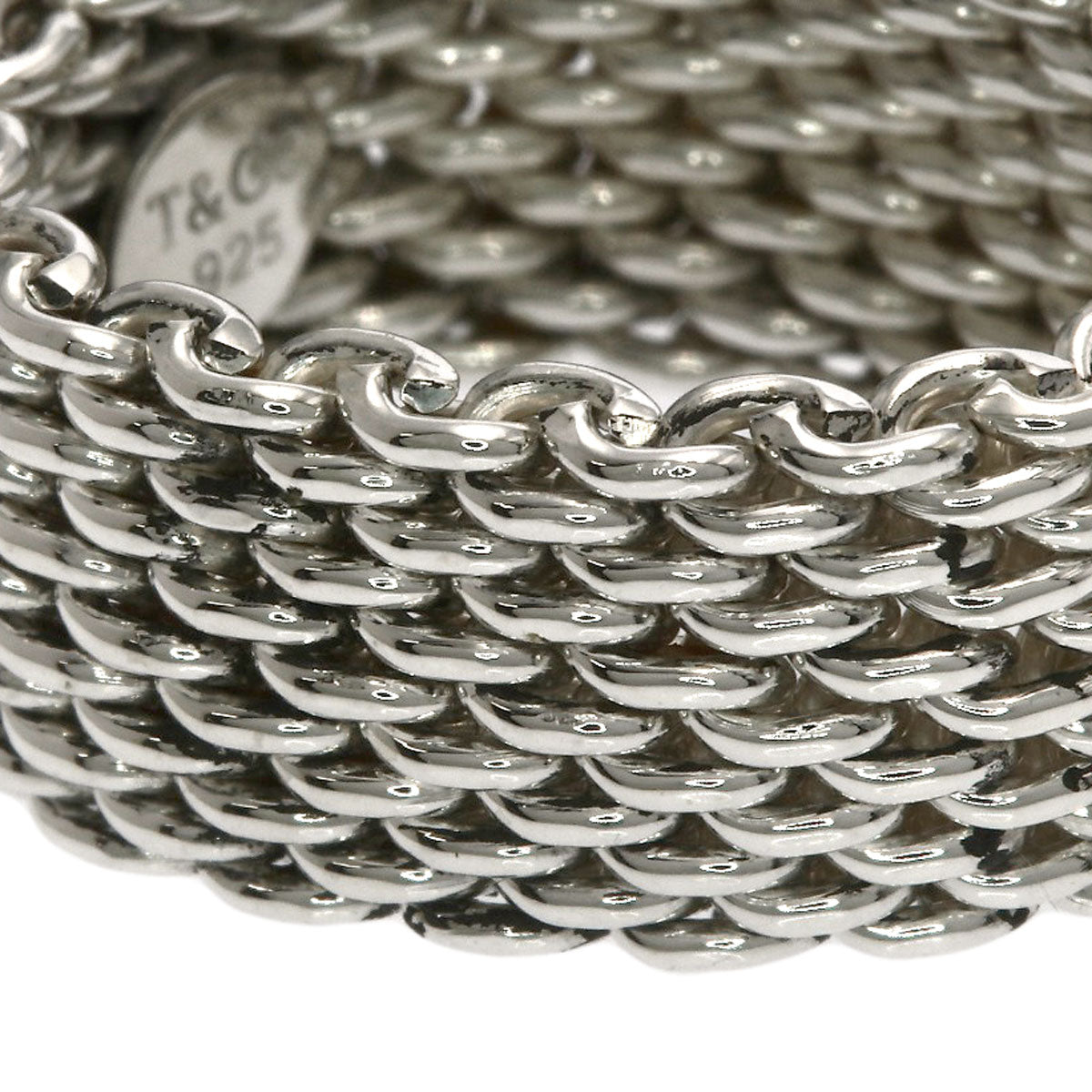 TIFFANY&Co. Somerset mesh Ring Silver Ladies [Used]