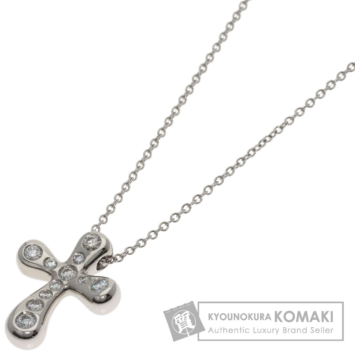 TIFFANY&Co. Small cross diamond Necklace Platinum PT950 Ladies [Used]