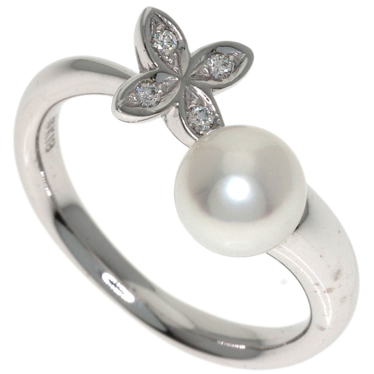 MIKIMOTO Pearl Pearl Diamond Ring K18 White Gold Ladies [Used]