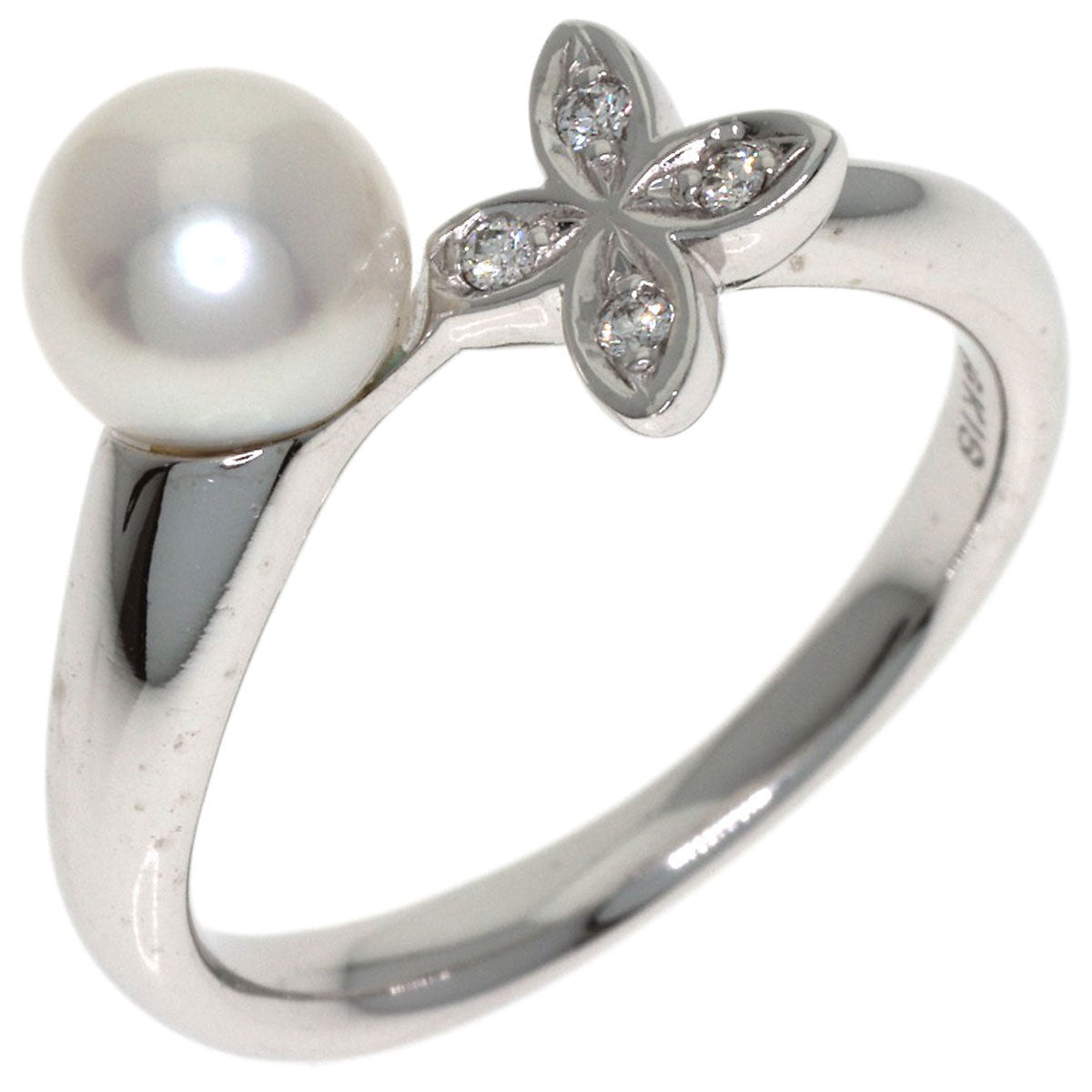 MIKIMOTO Pearl Pearl Diamond Ring K18 White Gold Ladies [Used]