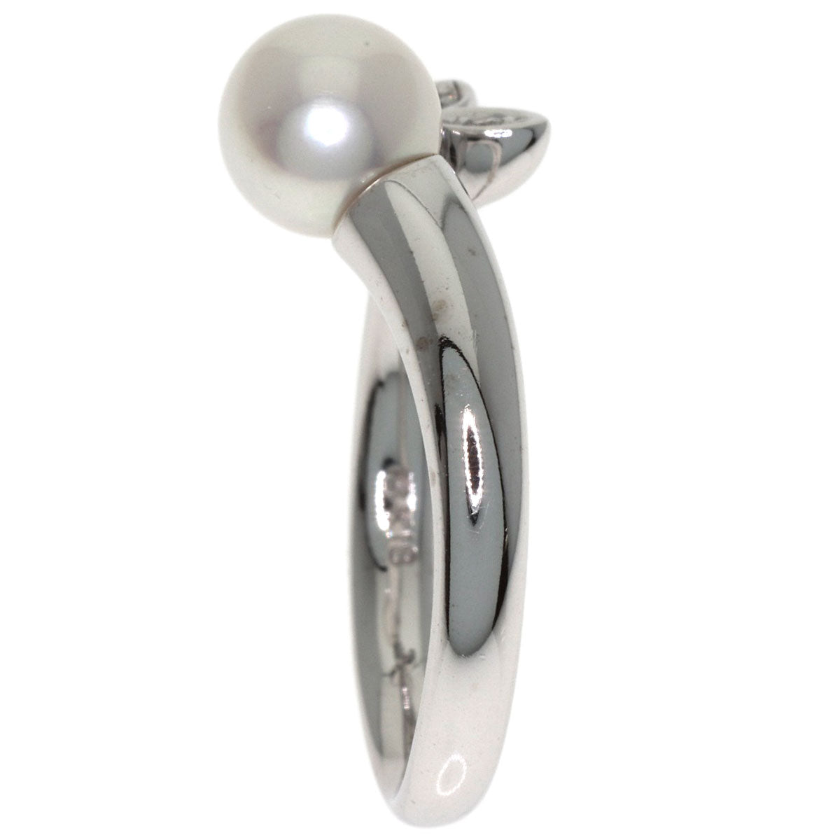 MIKIMOTO Pearl Pearl Diamond Ring K18 White Gold Ladies [Used]