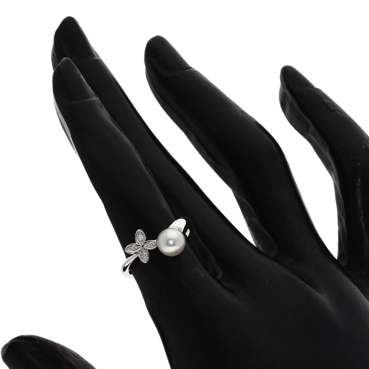MIKIMOTO Pearl Pearl Diamond Ring K18 White Gold Ladies [Used]