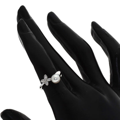 MIKIMOTO Pearl Pearl Diamond Ring K18 White Gold Ladies [Used]