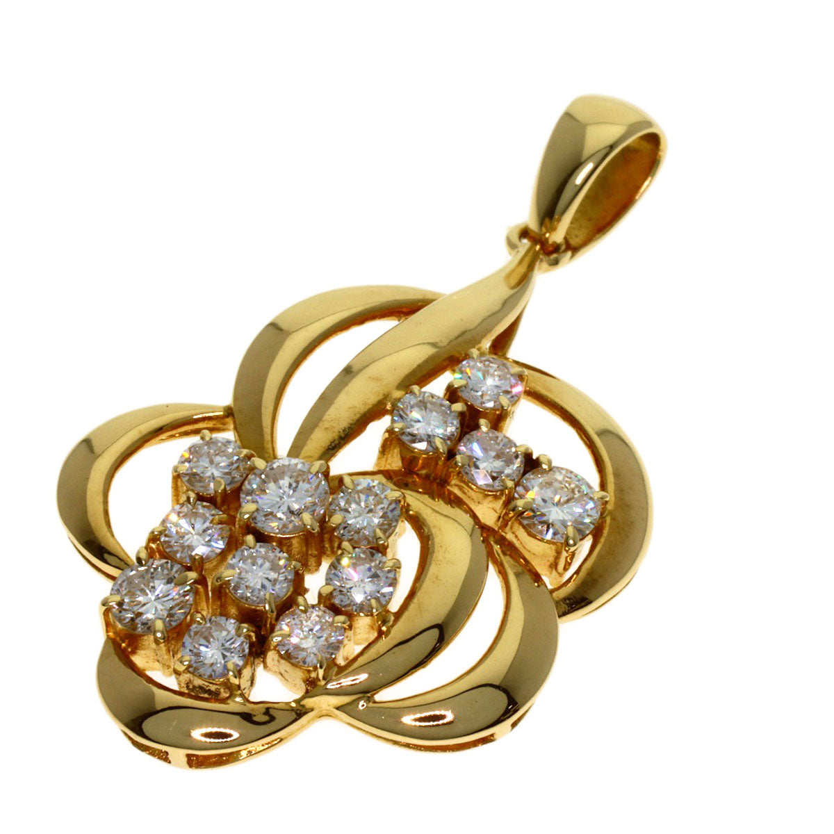 MIKIMOTO Diamond Pendant top K18 Yellow Gold Ladies [Used]