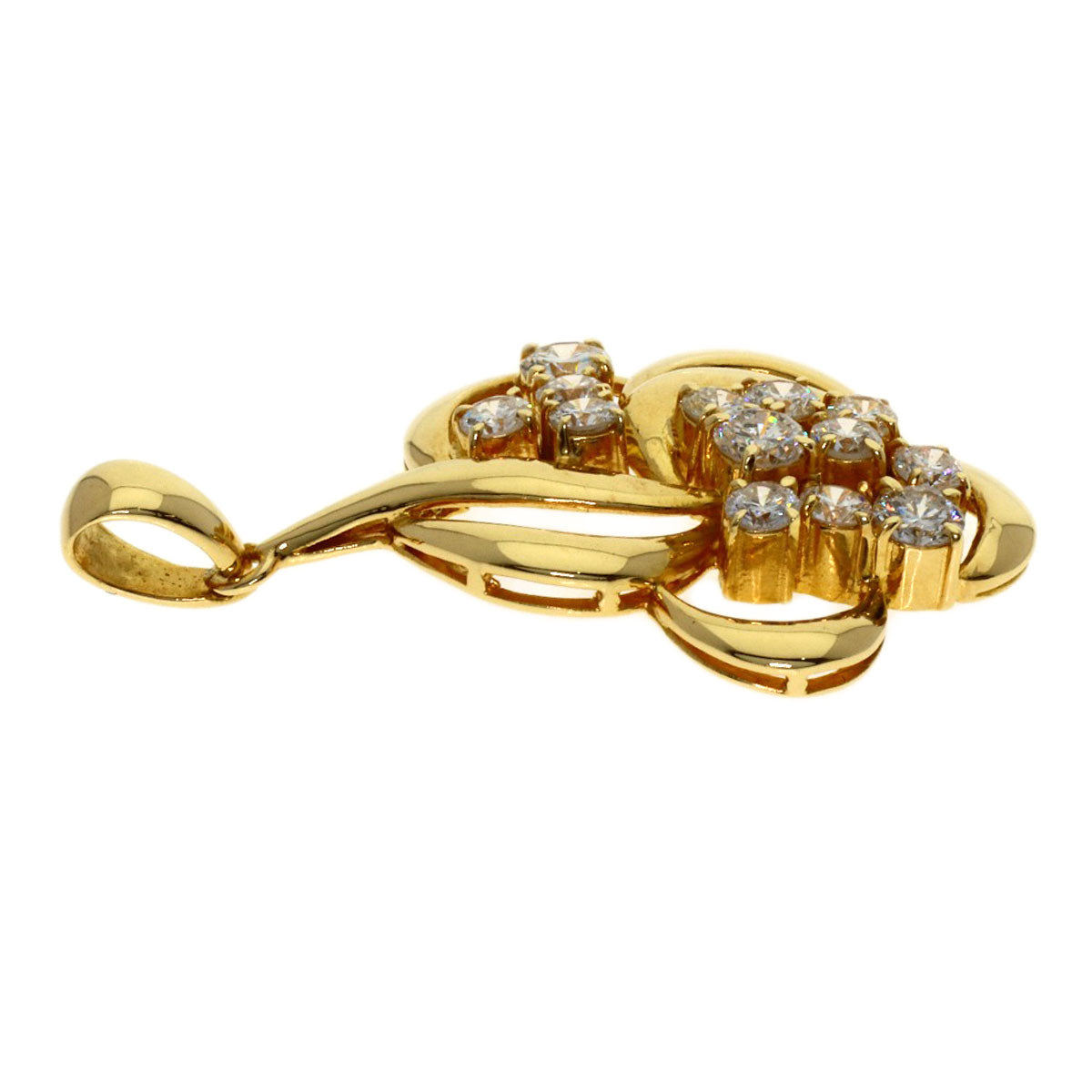 MIKIMOTO Diamond Pendant top K18 Yellow Gold Ladies [Used]
