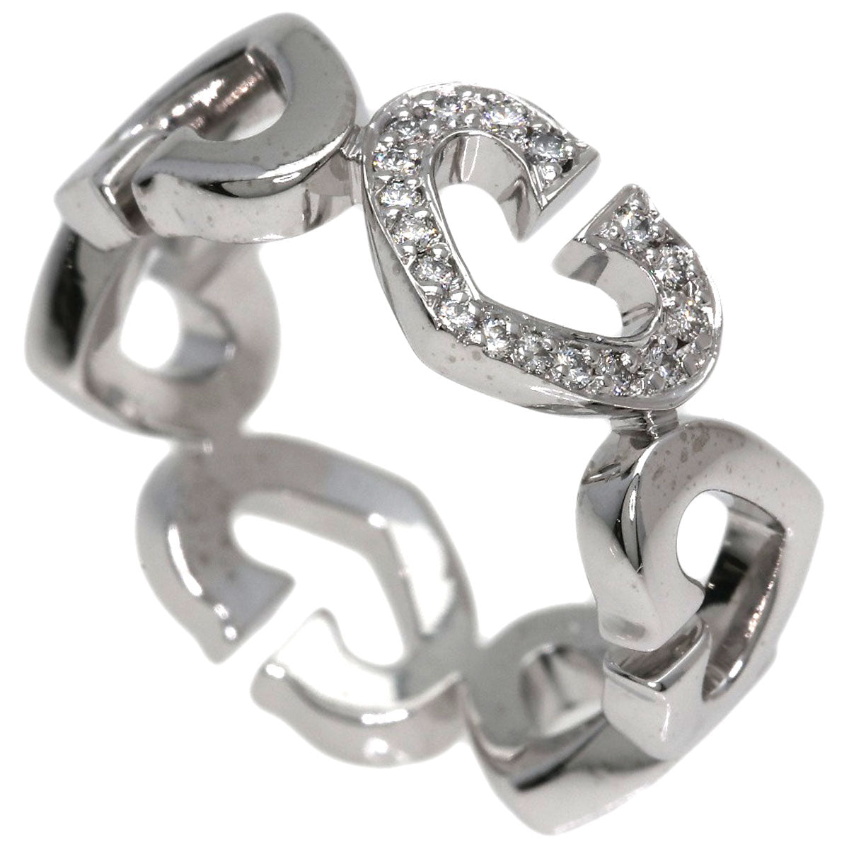 CARTIER C Heart Diamond # 50 Ring K18 White Gold Ladies [Used]