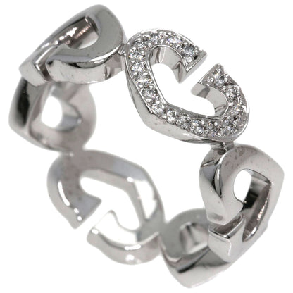 CARTIER C Heart Diamond # 50 Ring K18 White Gold Ladies [Used]