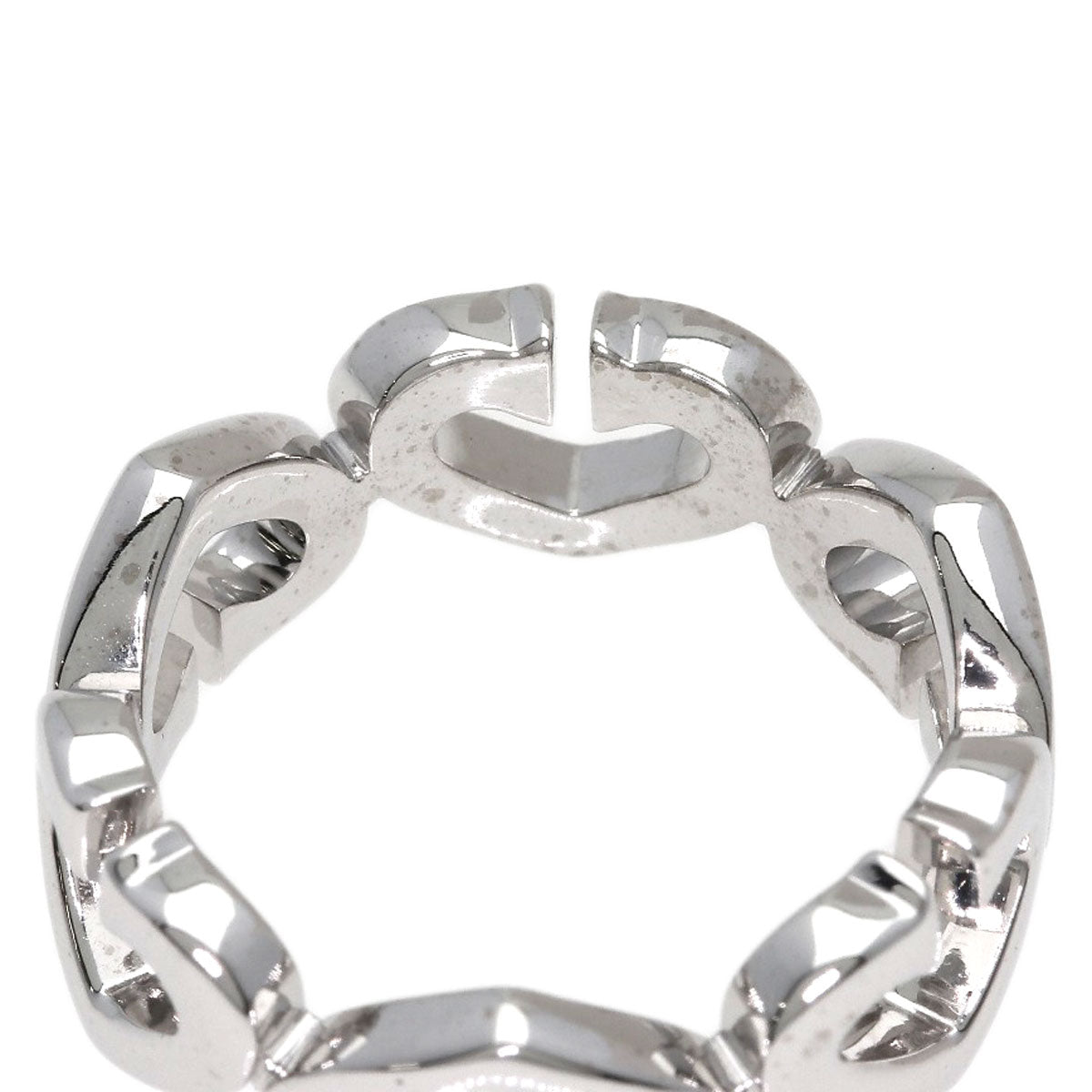 CARTIER C Heart Diamond # 50 Ring K18 White Gold Ladies [Used]