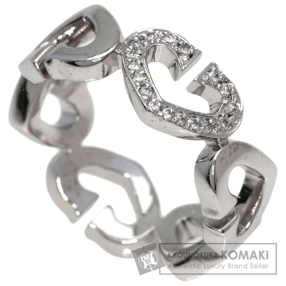 CARTIER C Heart Diamond # 50 Ring K18 White Gold Ladies [Used]