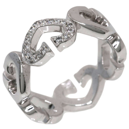 CARTIER C Heart Diamond # 50 Ring K18 White Gold Ladies [Used]