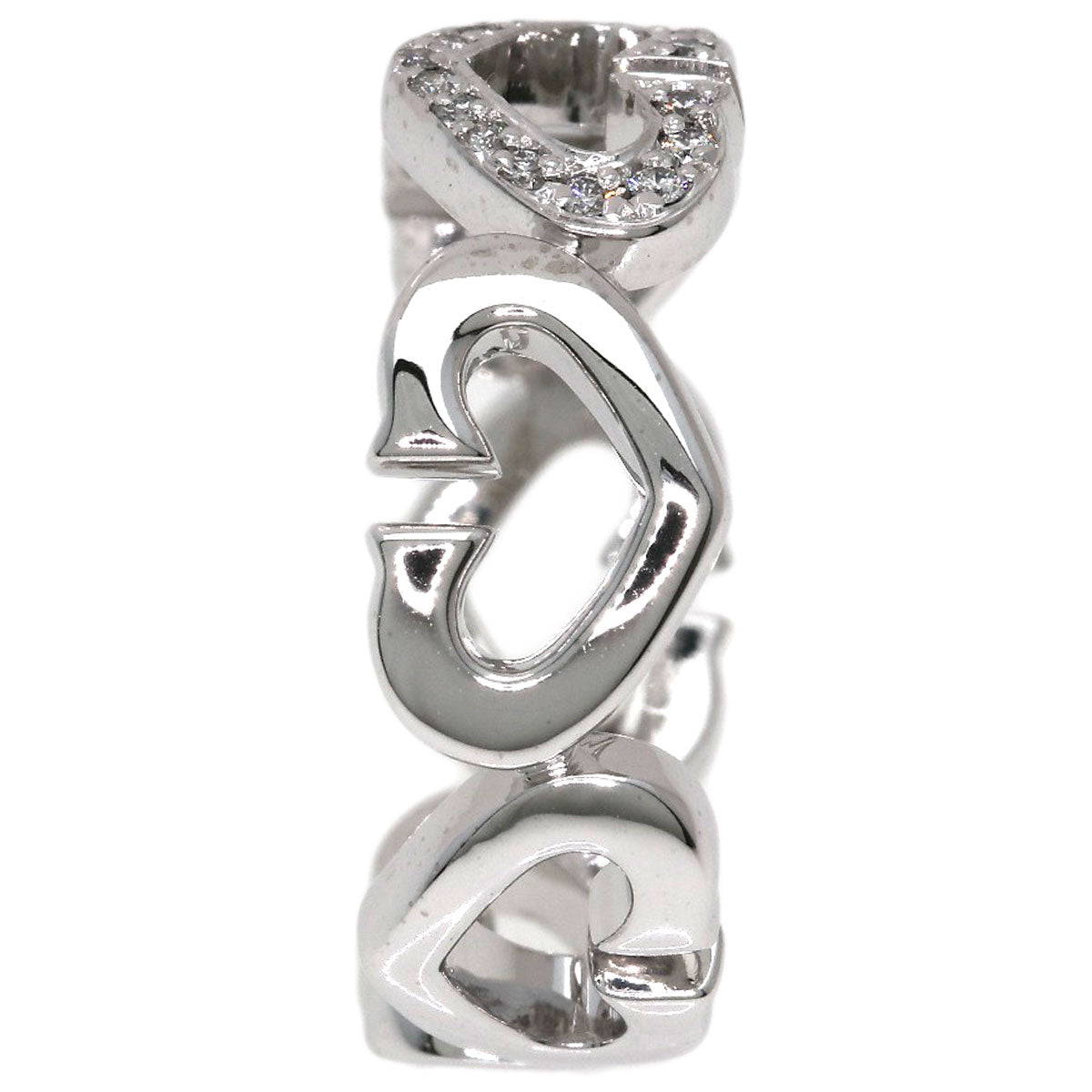 CARTIER C Heart Diamond # 50 Ring K18 White Gold Ladies [Used]