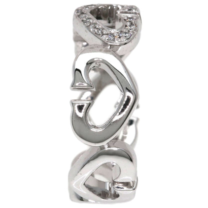 CARTIER C Heart Diamond # 50 Ring K18 White Gold Ladies [Used]