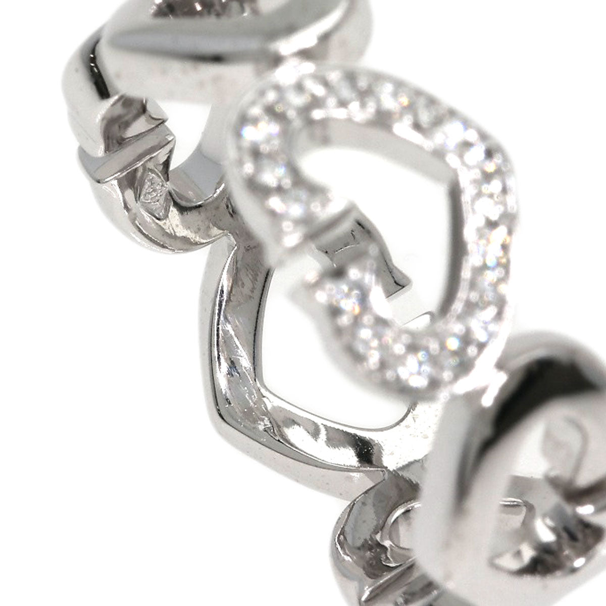 CARTIER C Heart Diamond # 50 Ring K18 White Gold Ladies [Used]