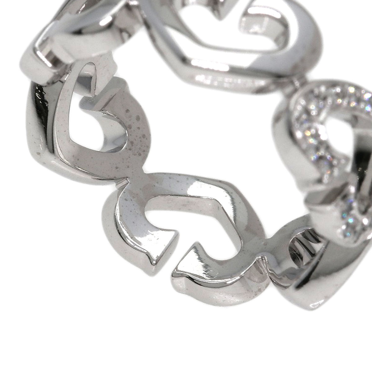 CARTIER C Heart Diamond # 50 Ring K18 White Gold Ladies [Used]
