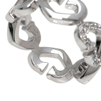 CARTIER C Heart Diamond # 50 Ring K18 White Gold Ladies [Used]