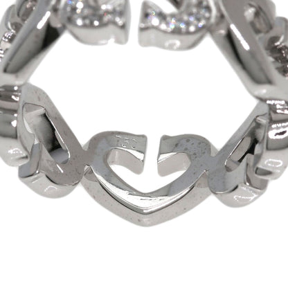 CARTIER C Heart Diamond # 50 Ring K18 White Gold Ladies [Used]