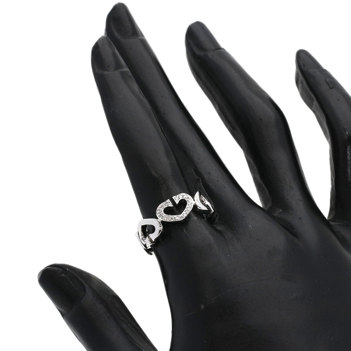 CARTIER C Heart Diamond # 50 Ring K18 White Gold Ladies [Used]